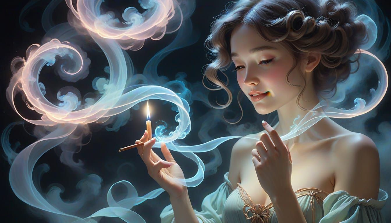 Mysterious Sorceress Casting a Spell in Ethereal Light