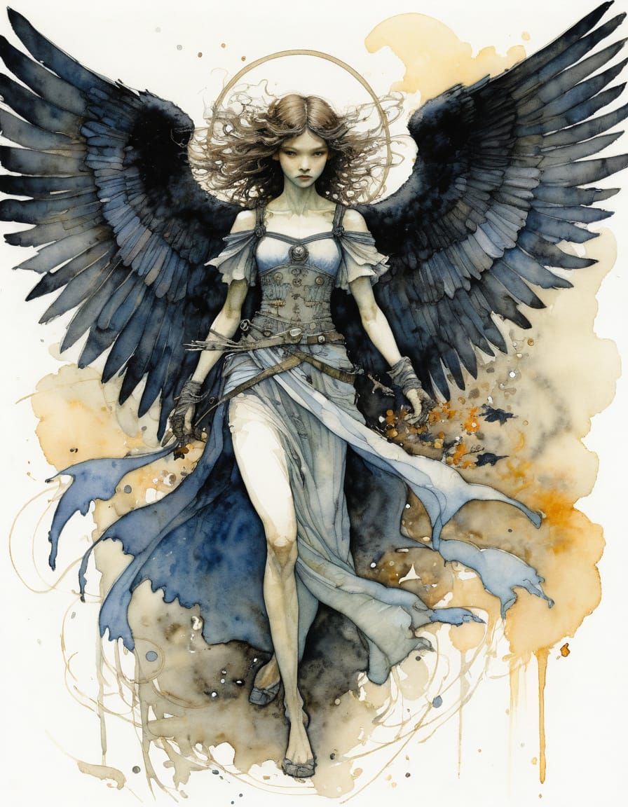 Angel of Retribution in Watercolour