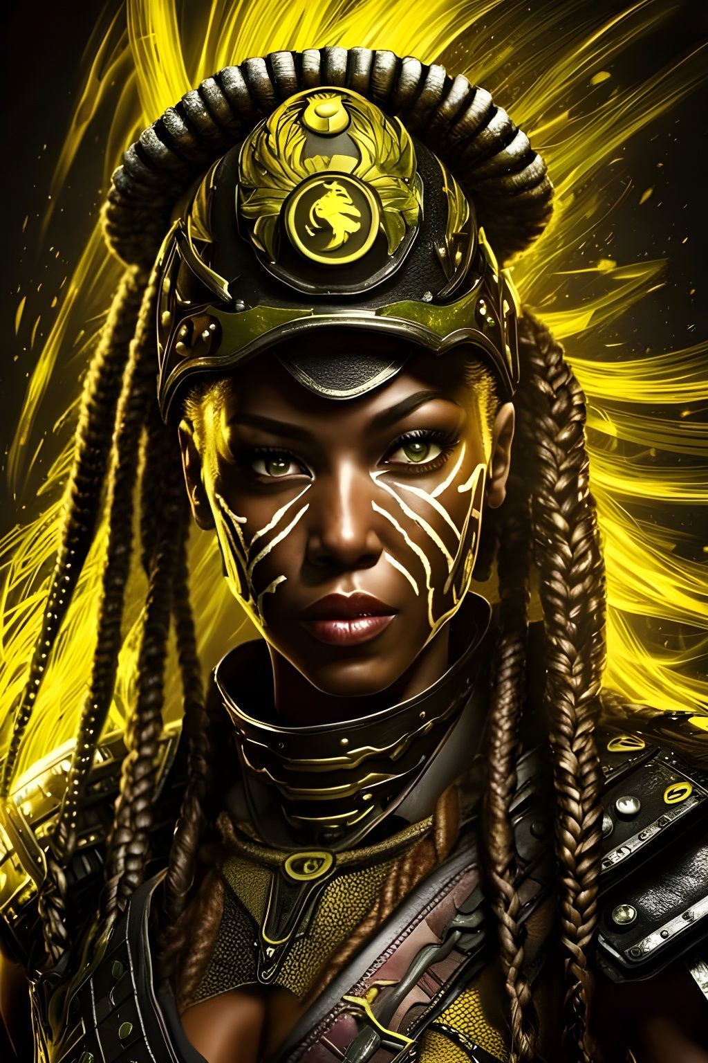 Warrior Priestess in Golden Zulu Ninja Armor