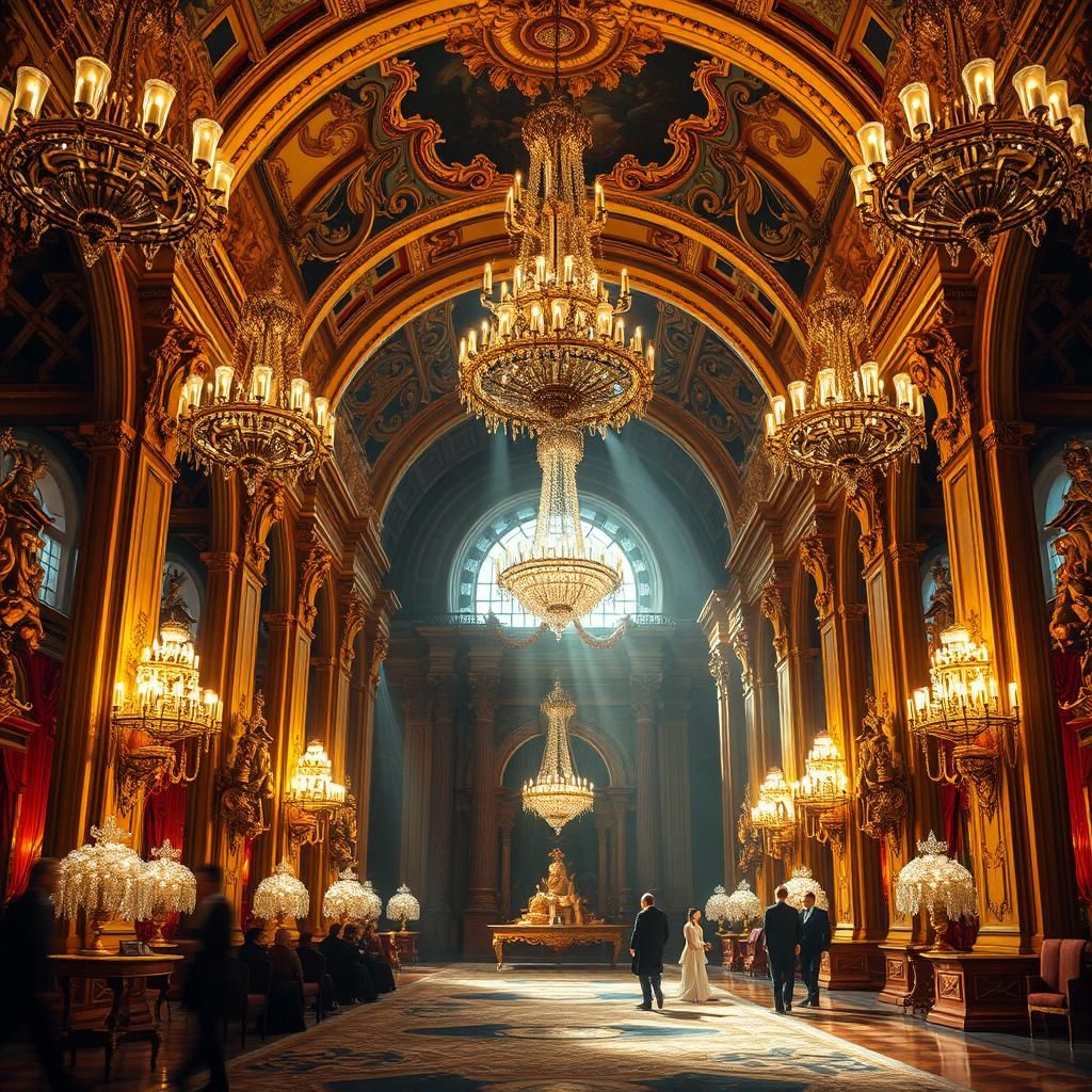 Opulent Baroque Palace Interior in Rococo Style