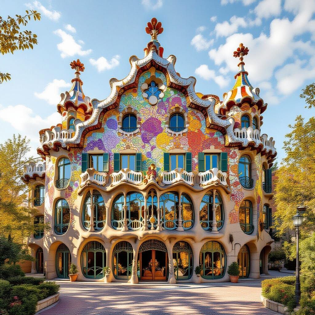 Gaudí's Casa Batlló in Vibrant Art Nouveau Style