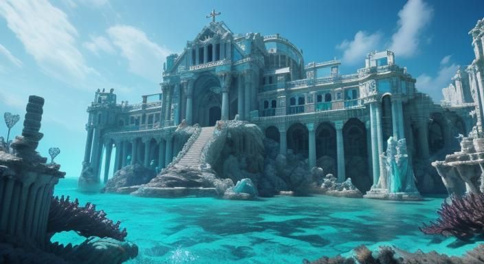 Poseidon's Underwater Palace: 3D Game Cinematic Realm