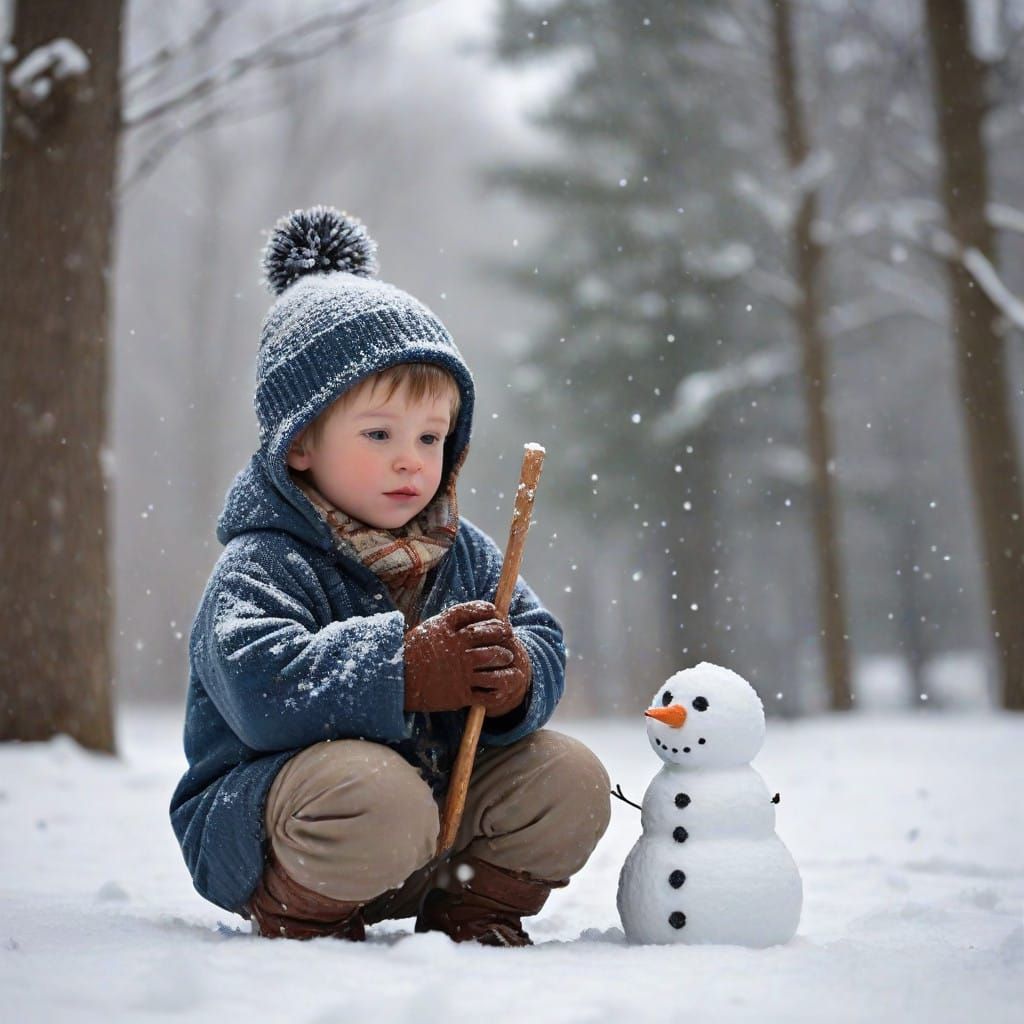 Winter Wonderland Boy with Curious Eyes