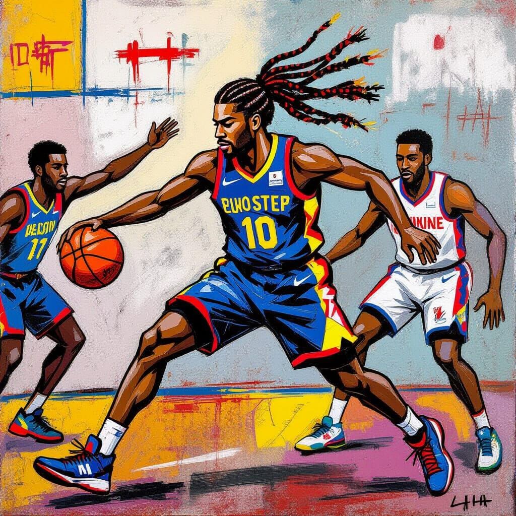 Basketball Point Guard in Expressive Artistic Style