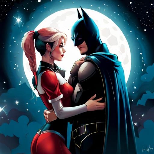 Batman and Harley Quinn in Rococo Style