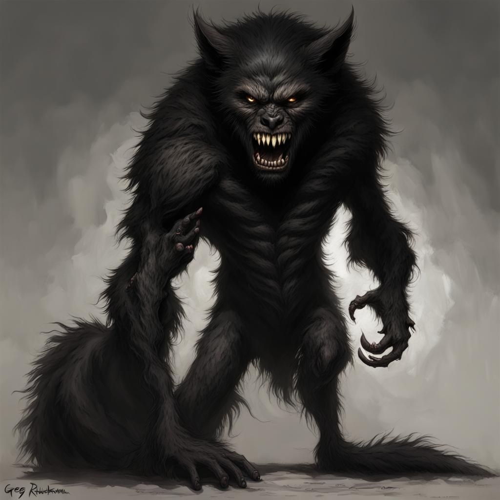 Transformed Black Werewolf Woman in Sinister Style
