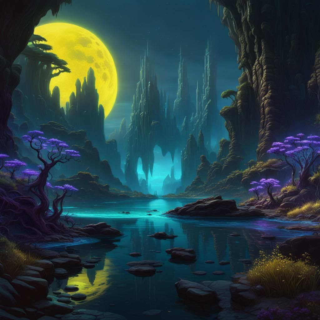 Bioluminescent Alien World Concept Art