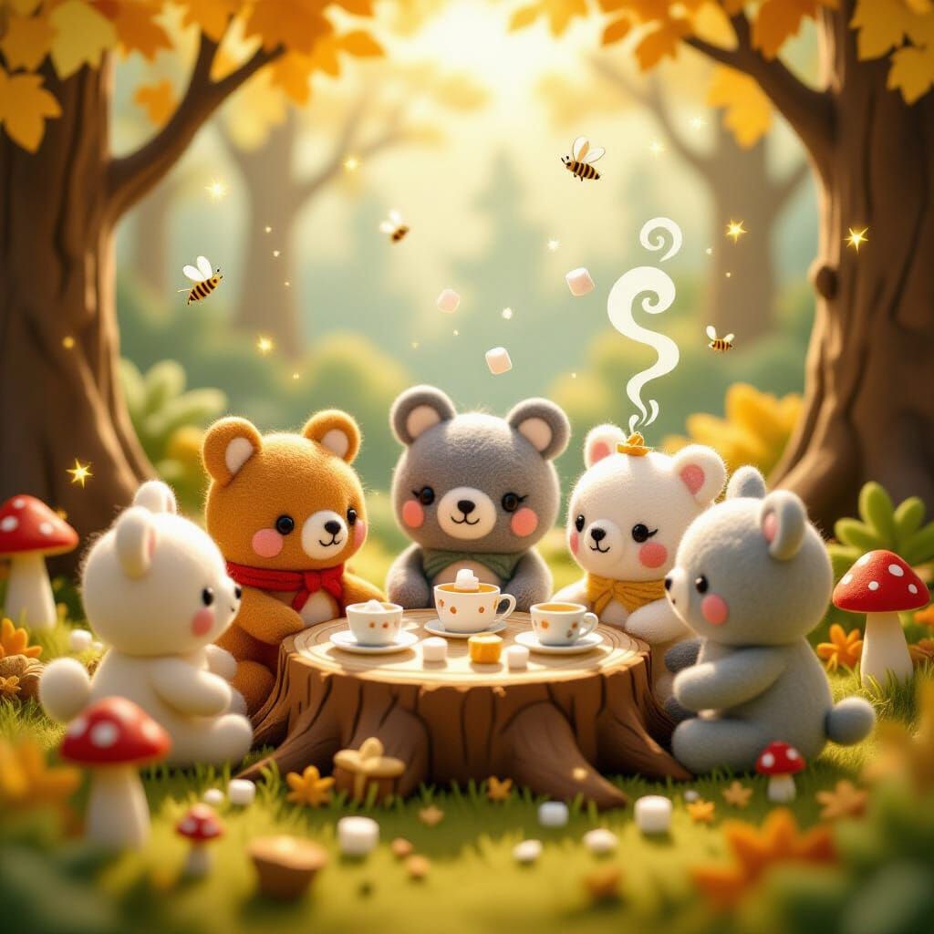 Enchanted Forest Tea Party with Felted Animals