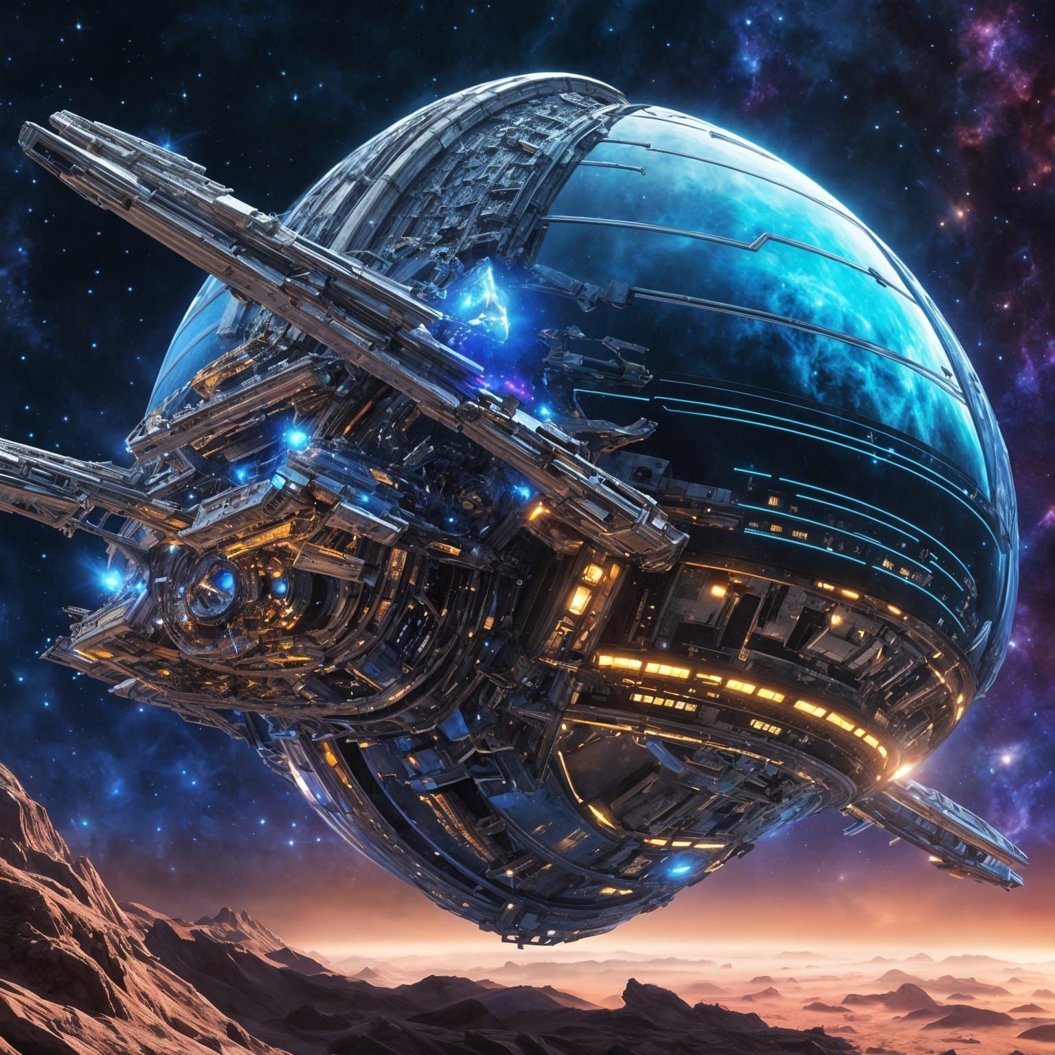 Gigantic Spaceship Navigates a Cosmic Catastrophe