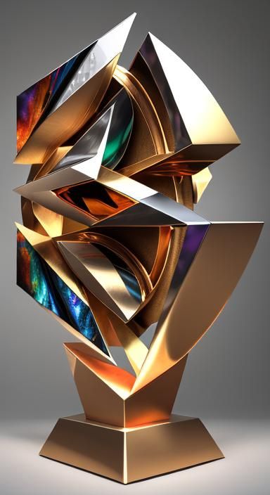 Abstract 3D Geometric Metalwork: Man's Struggle