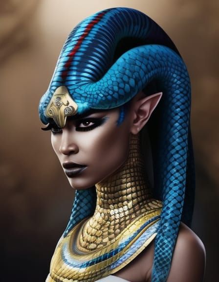 Twi'lek Pharaoh with Cobra Hair, Digital Portrait