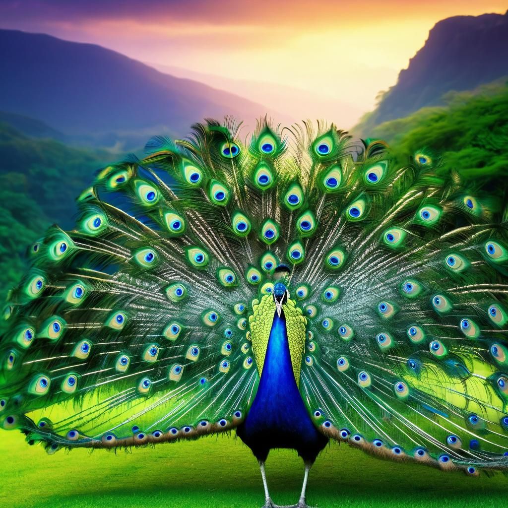 Peacock with Open Tail: A Stunning 3D Creation