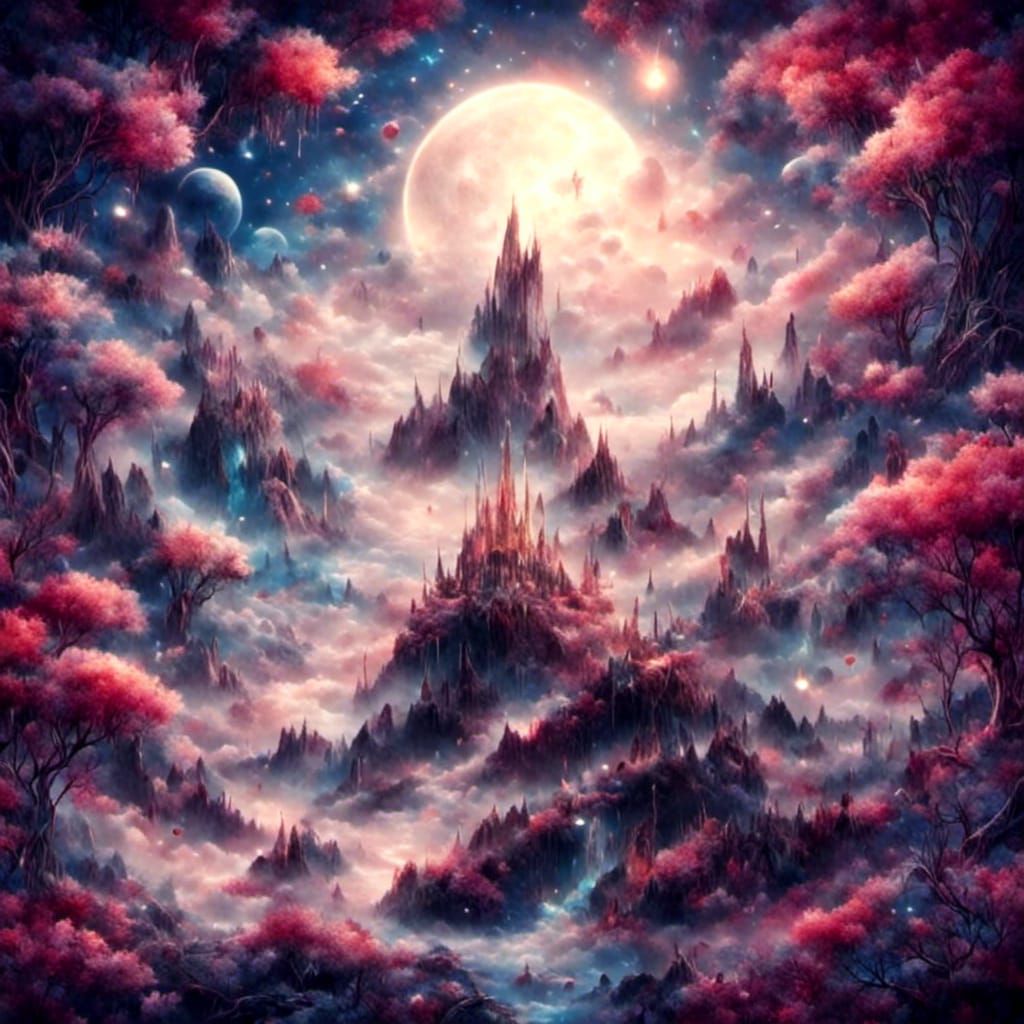 Epic Celestial Forest in a Whimsical Style