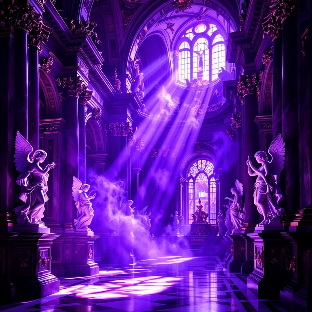 Baroque Cathedral in Luminous Purple Light