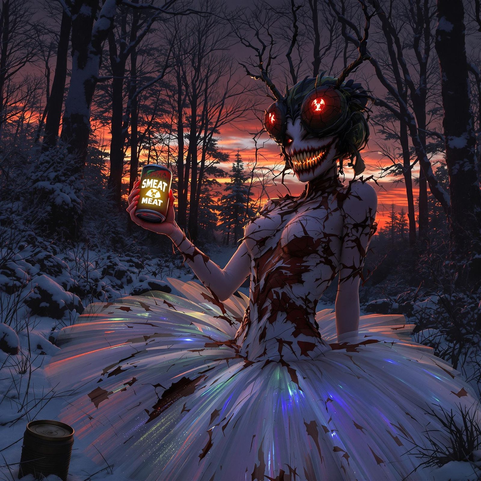 Radioactive Ballerina in Dark Winter Forest