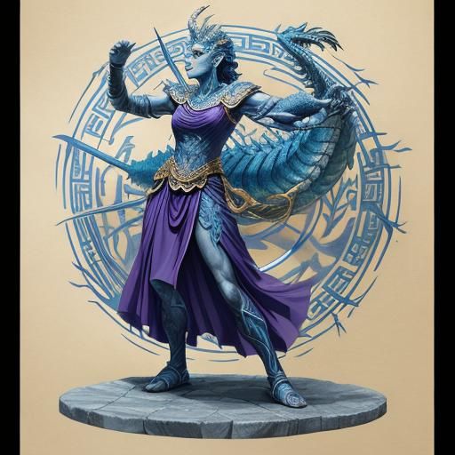 Ancient Greek Woman Transforms into Dragon: Anime Art