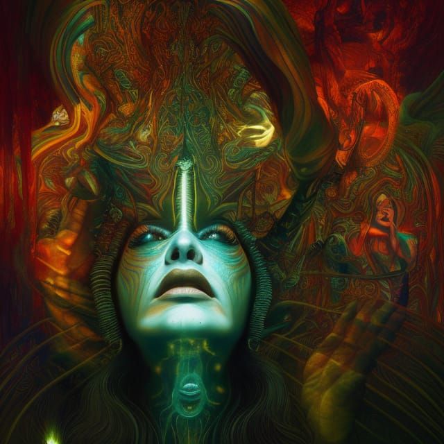 Psychedelic Ayahuasca Vision of Spirits and Demons