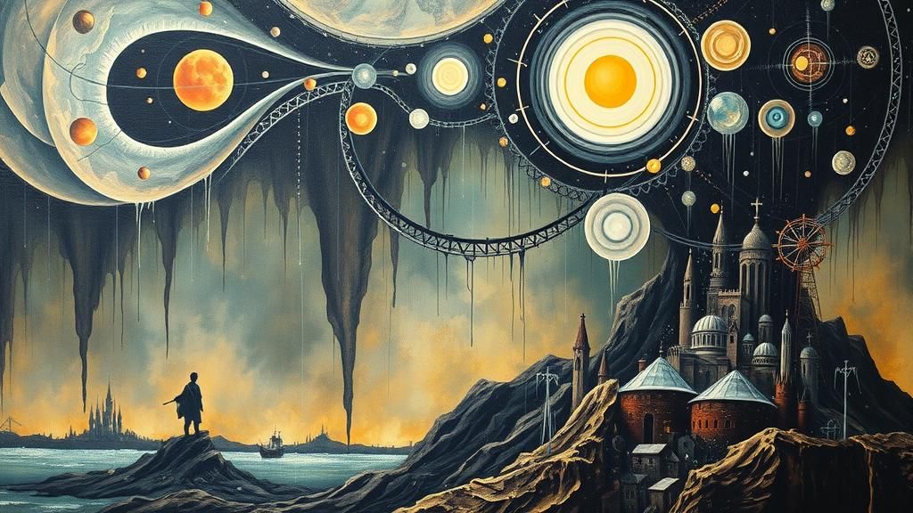 Surreal Saint John on Patmos in Dystopian Landscape