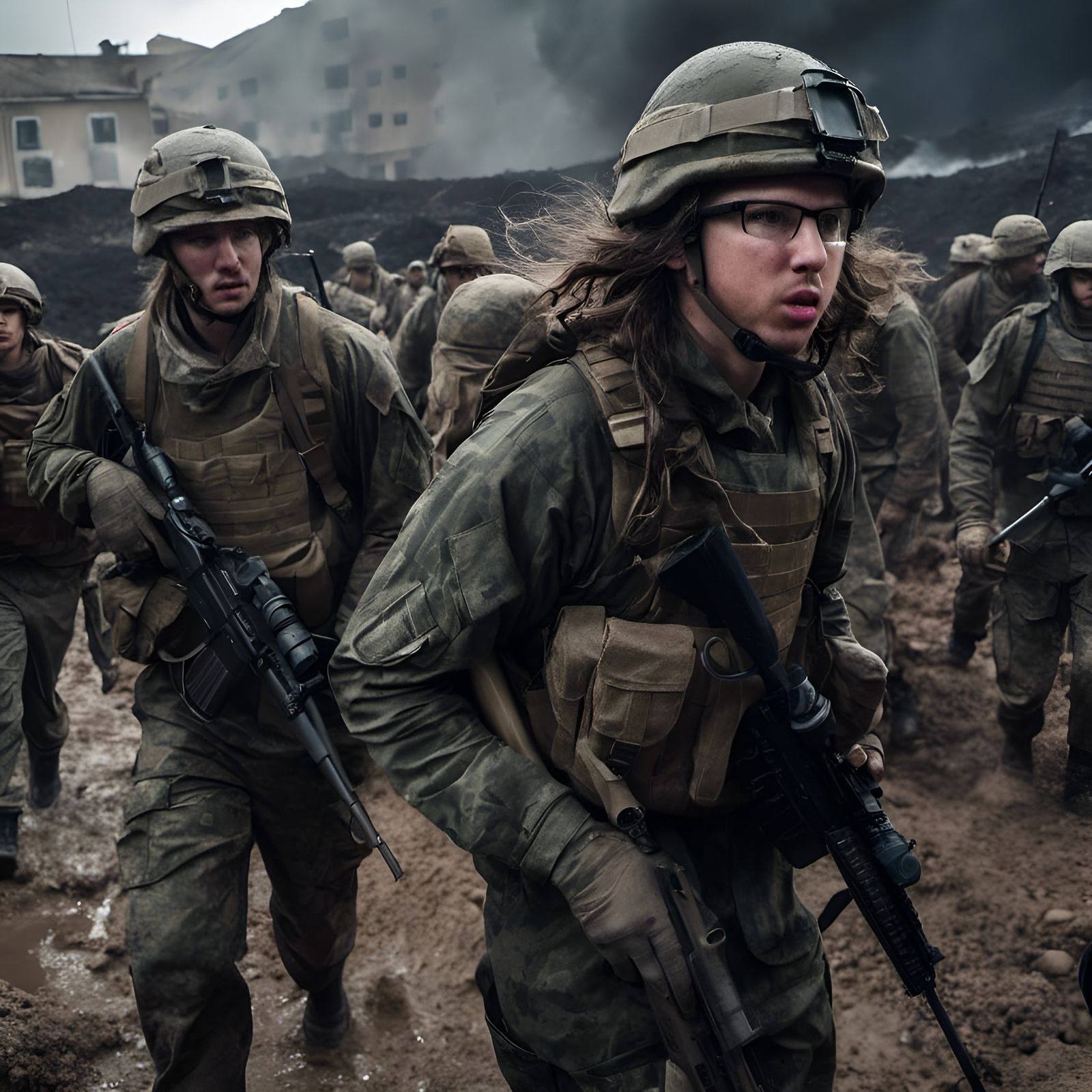 War Soldiers in Dark Fantasy Battlefield Concept Art