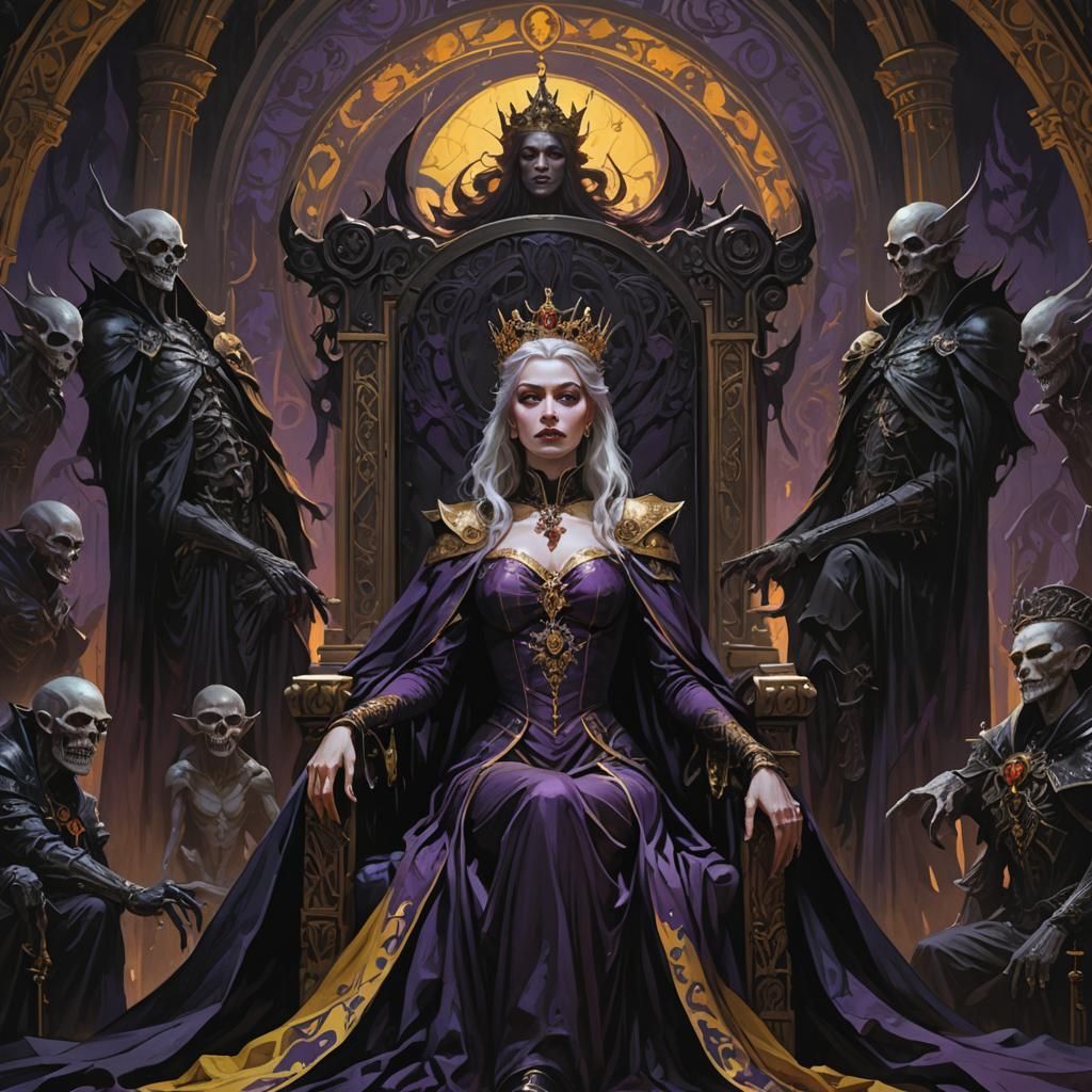 Dark Queen on Throne: Fantasy Concept Art