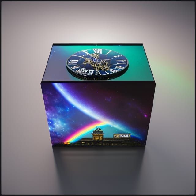 Rainbow Galaxy in Glass Clock Tower: Digital Art