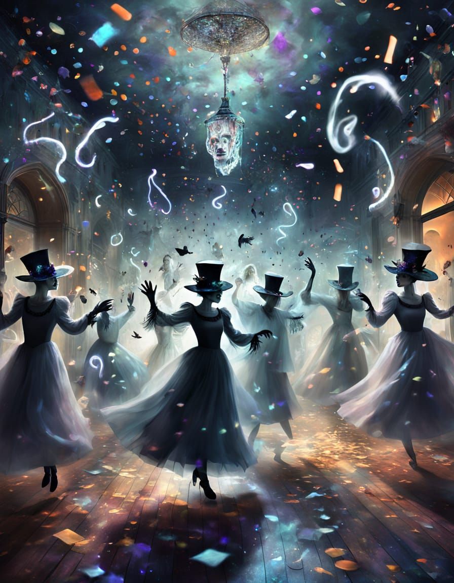 Spectral New Year's Eve Dance Party in Ethereal Digital Art
