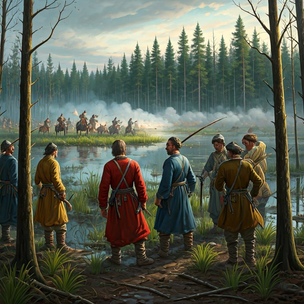 17th Century Battle Scene in Historical Painting Style