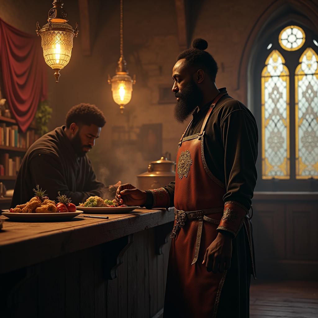 Harden as Medieval Cook in Dark Fantasy Tavern