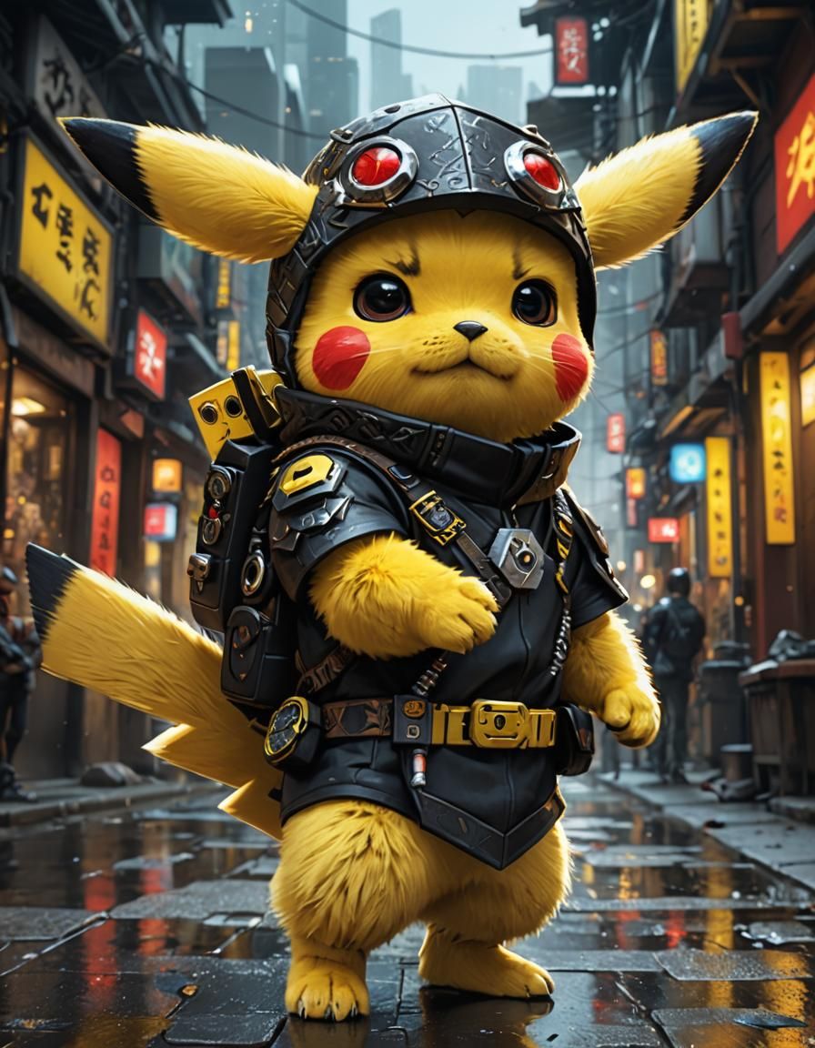 Chibi Ninja Pikachu with Fluffy Fur