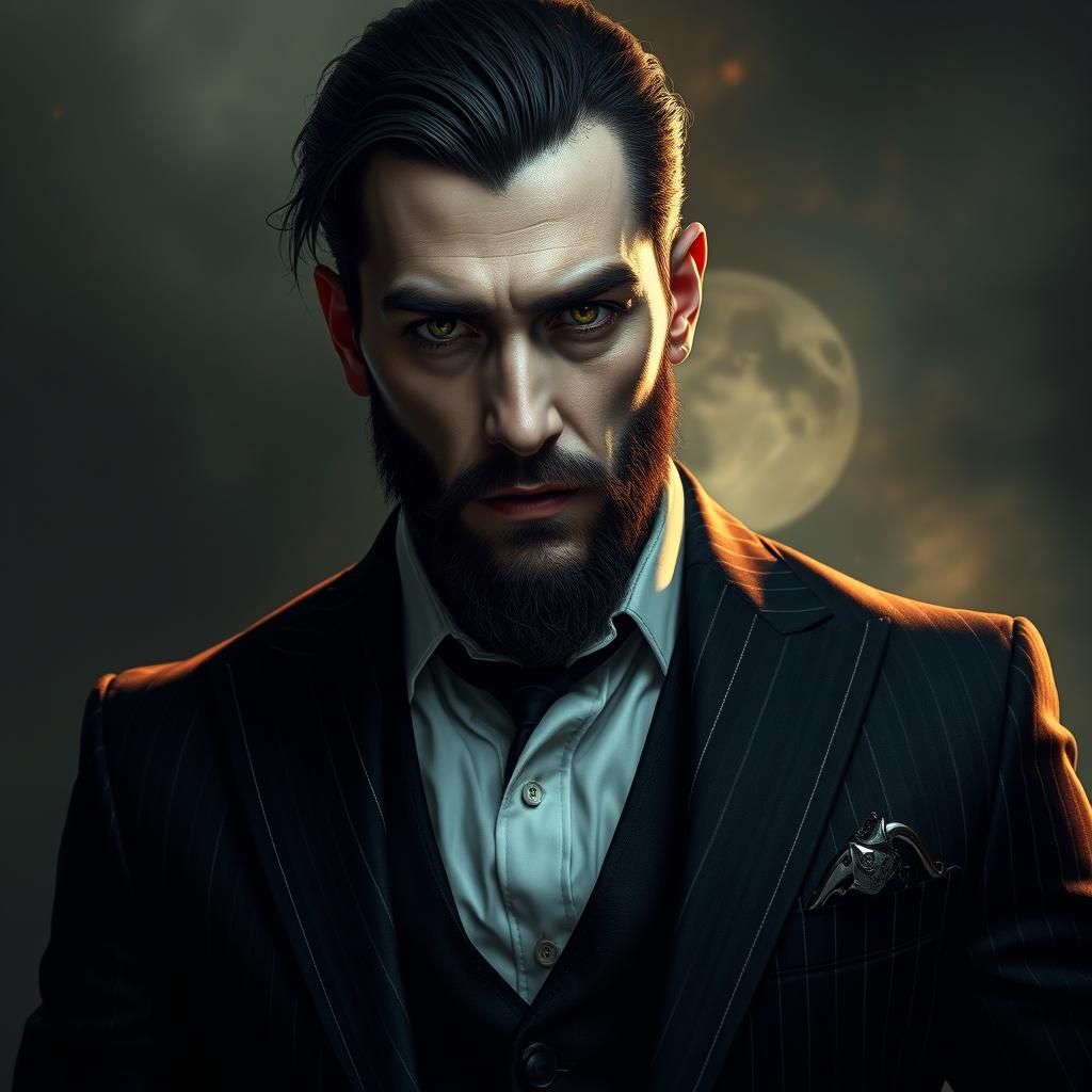 Brooding Vampire in Gothic Fantasy Style