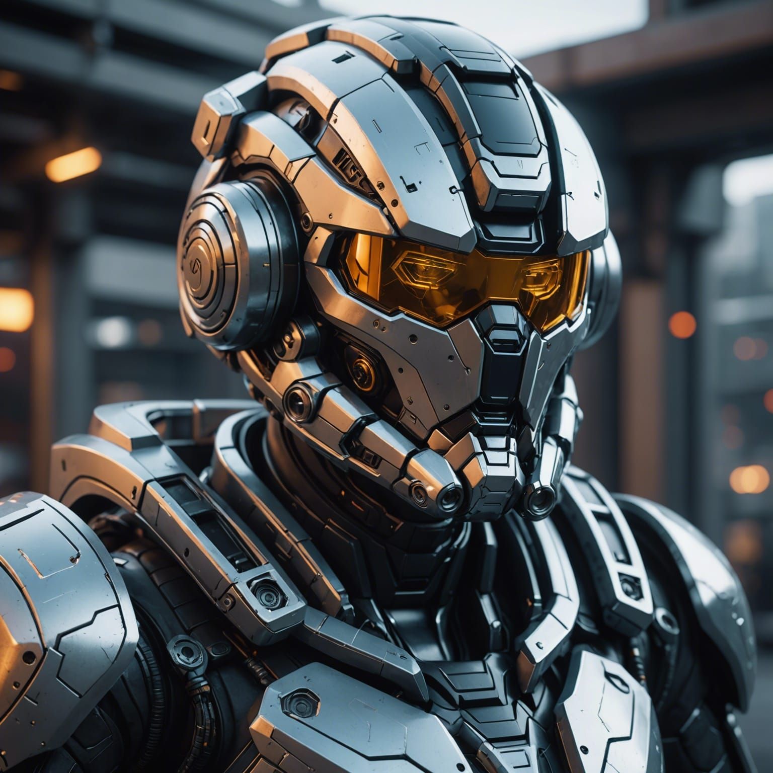 Detailed Face Shot of a Futuristic Mech Pilot