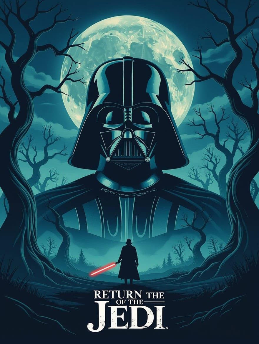 Surreal Return of the Jedi Movie Poster in Avant-Garde Style