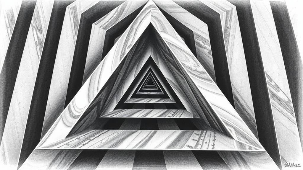 Optical Illusion Artwork in Charcoal Drawing Style