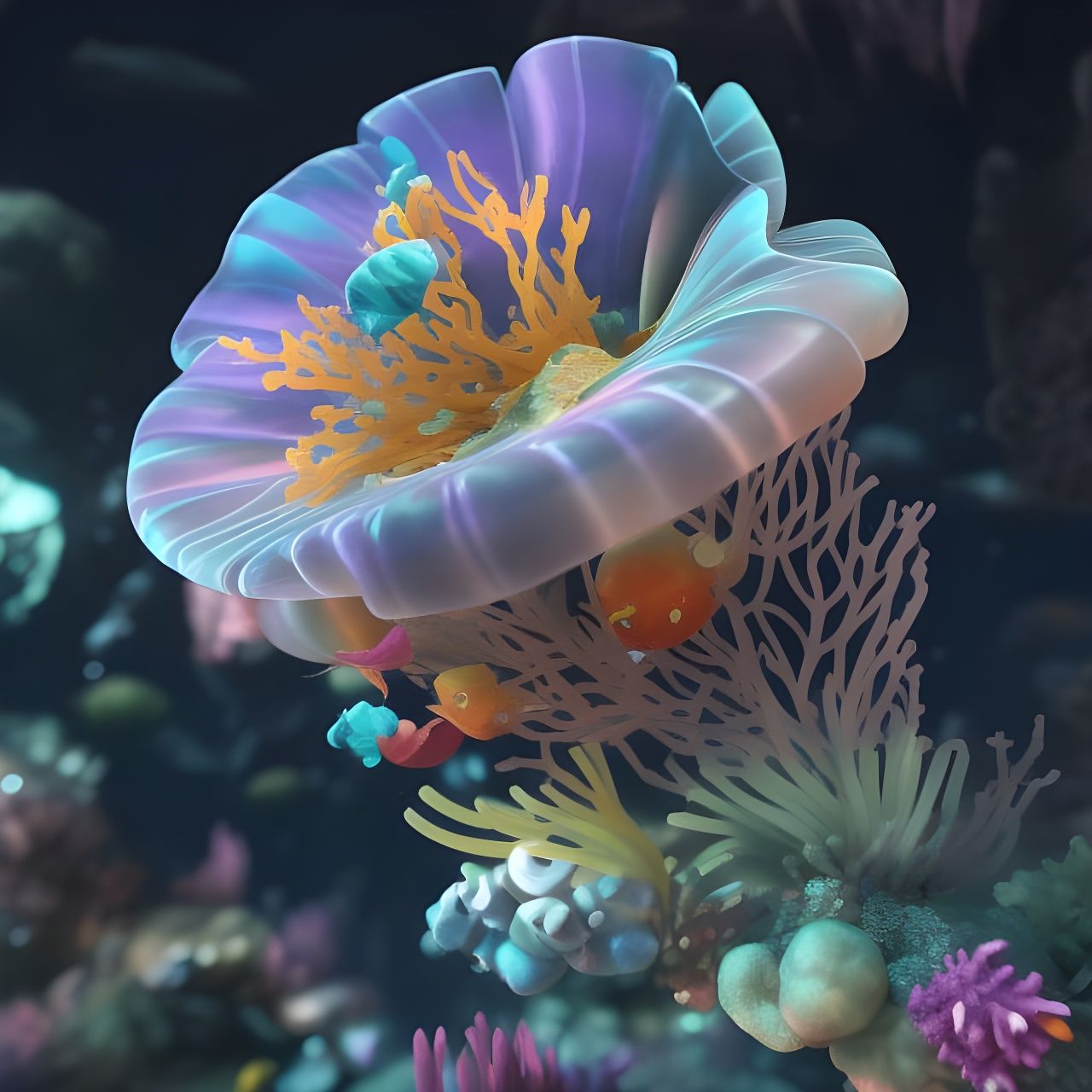 Colorful Jellyfish in Underwater Scene: Splash Art