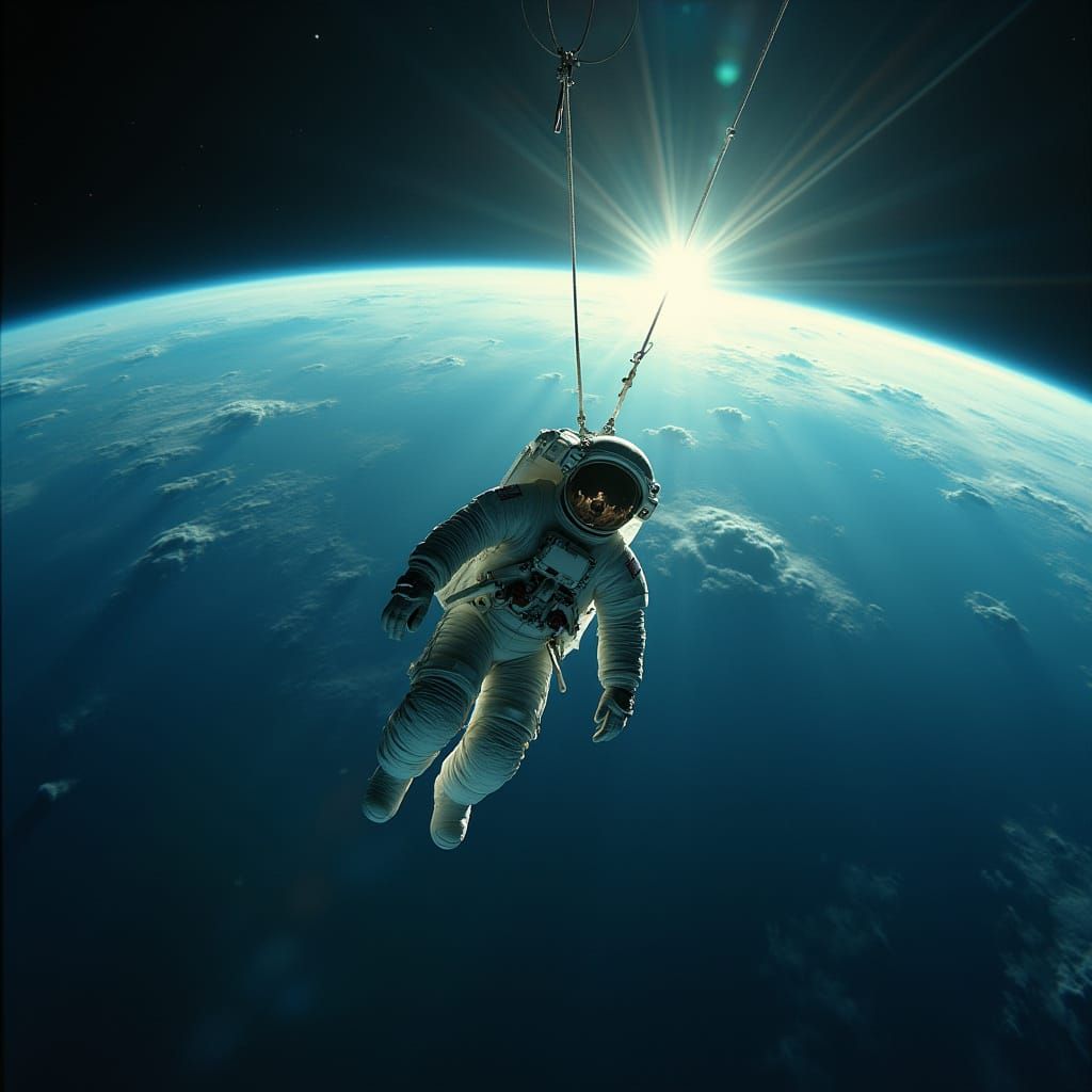 Astronaut Floats Above Glowing Earth in Cinematic IMAX Shot