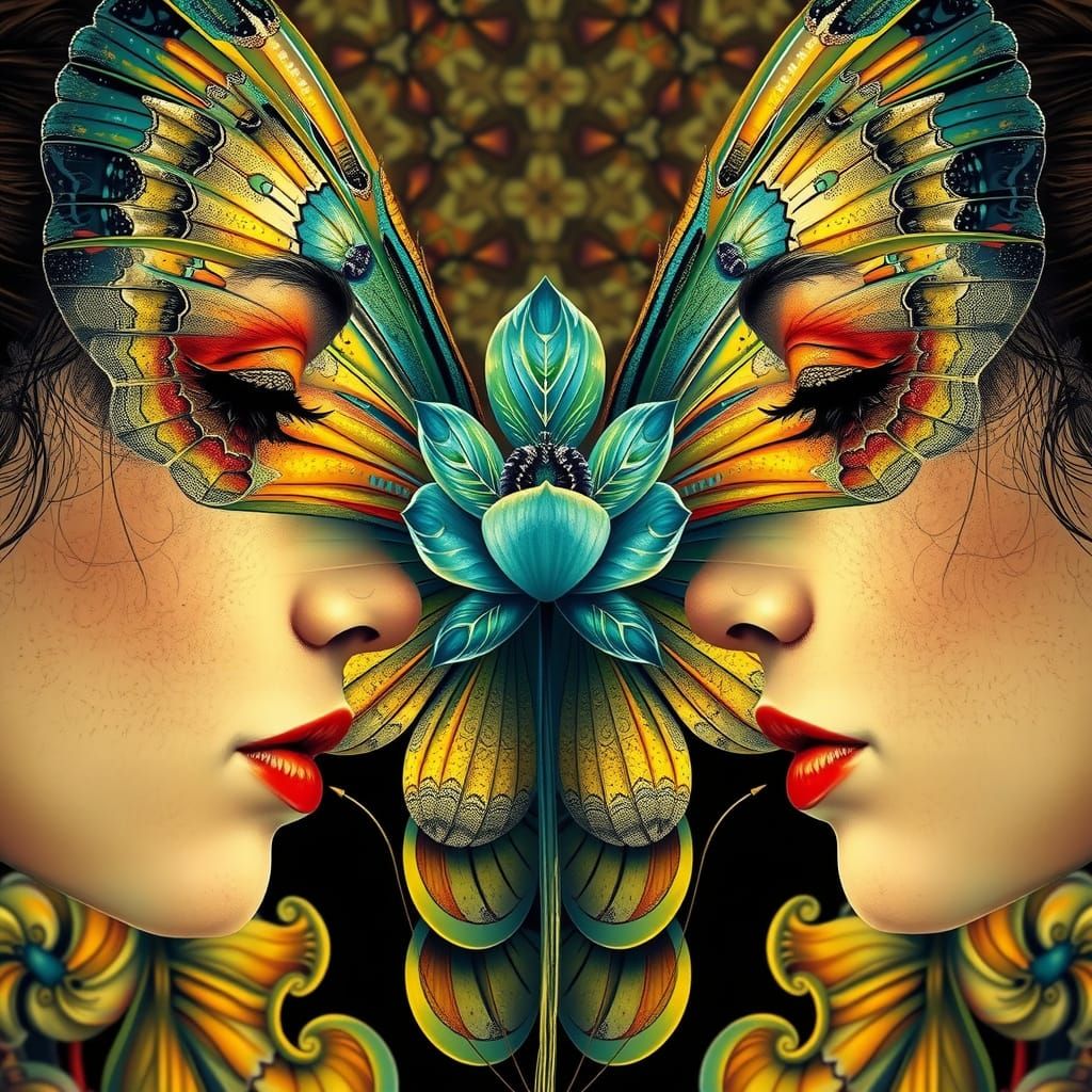 Surreal Butterflies Emerge from Women's Profiles in Vibrant ...