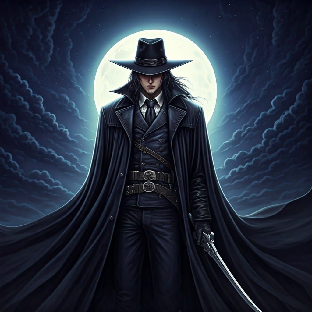 Vampire Hunter D in Gothic Dark Fantasy Landscape