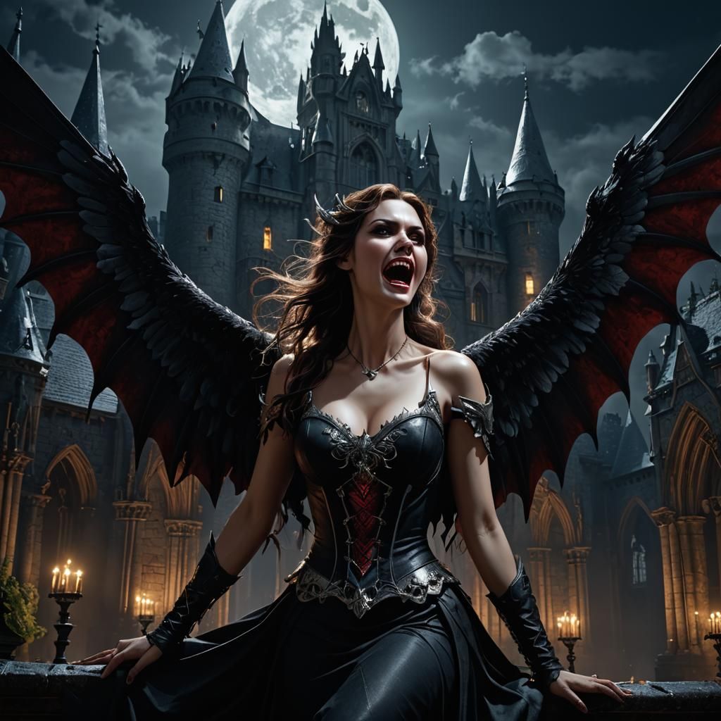 Vampire Angel in Gothic Dark Fantasy Style
