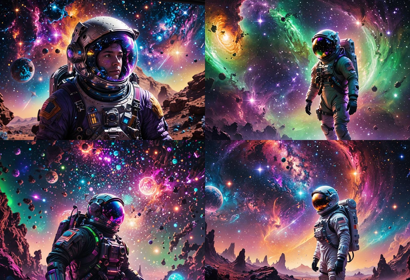 Aliens on a Date in Space Restaurant, as 3D Art