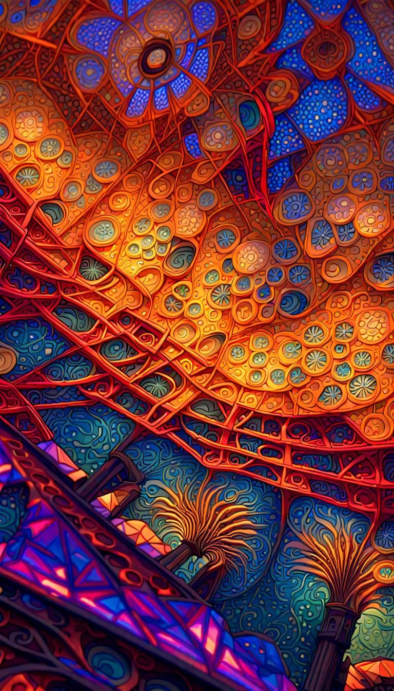 Surreal Neon Statues in Psychedelic Digital Art