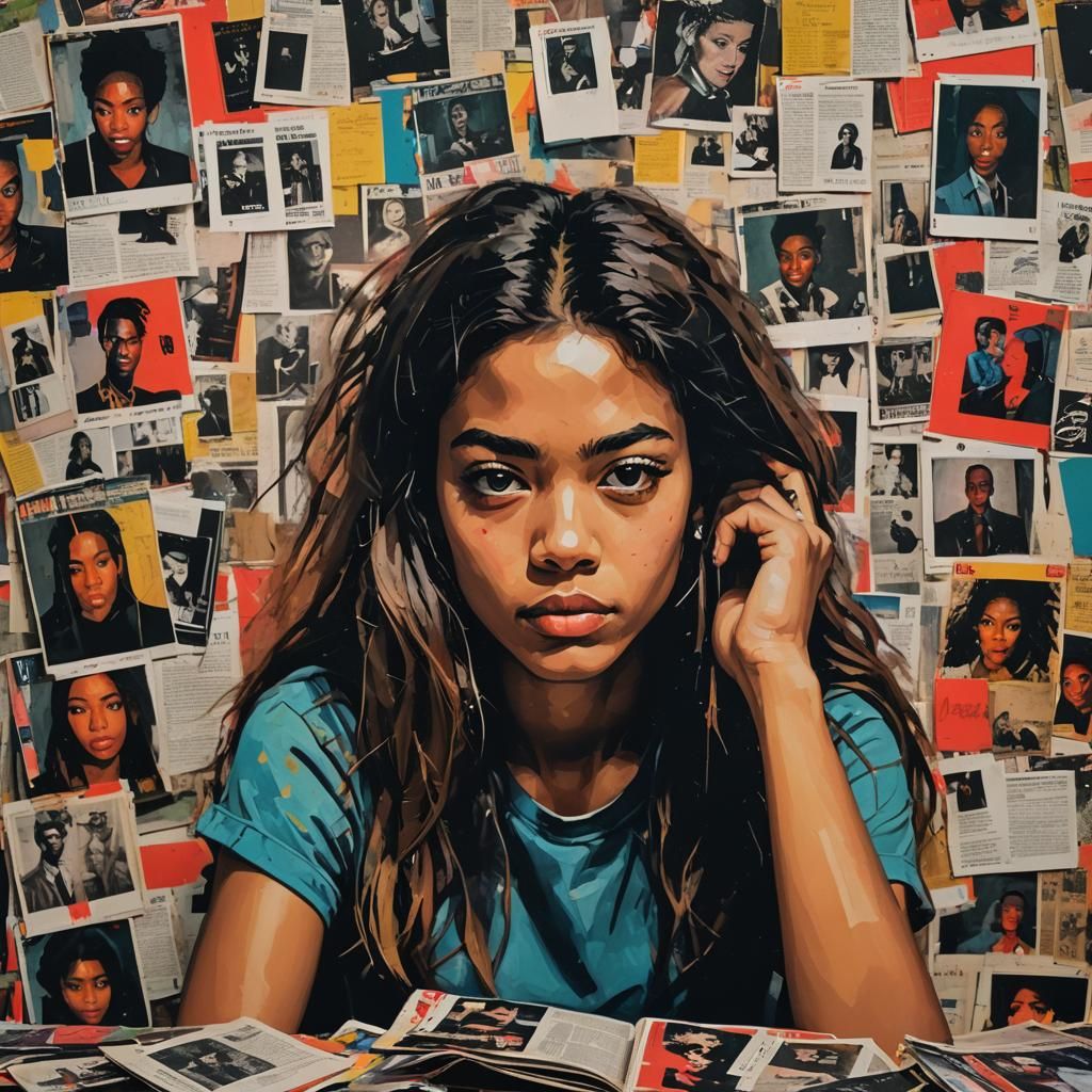 Neo-Expressionist Portrait of Teenage Girl in Retro Room