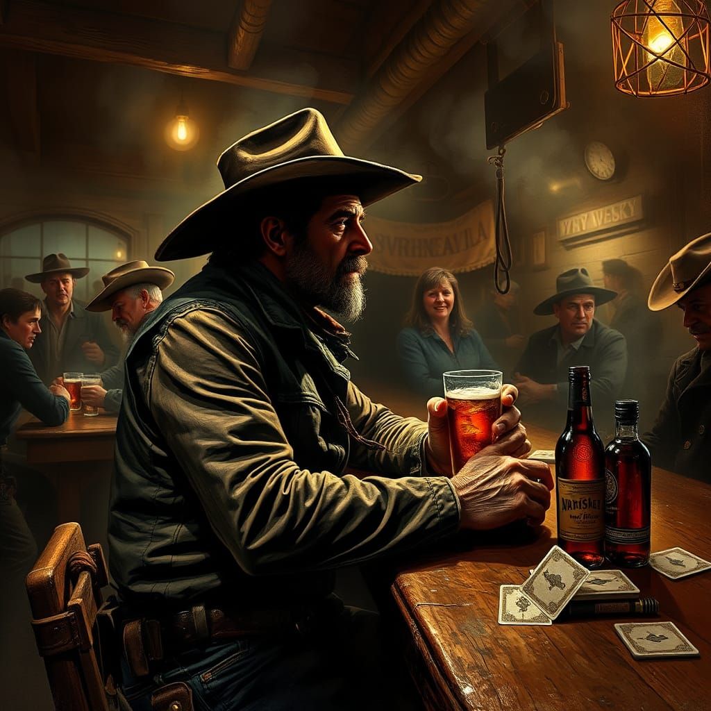 Cowboy Orders Sarsaparilla in Wild West Bar
