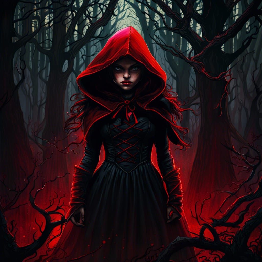 Dark Little Red Riding Hood in Twisted Forest