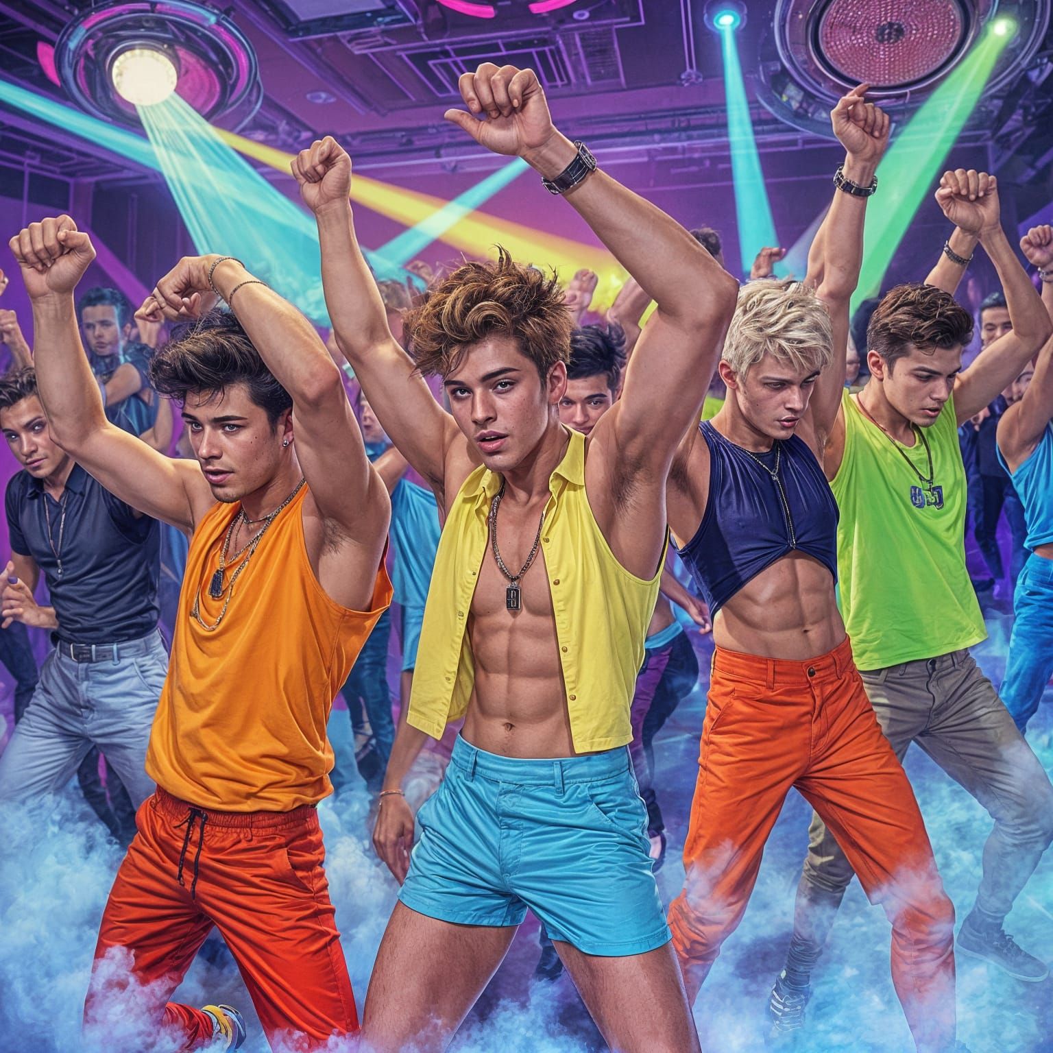 Men in Gay Disco Go Wild to Classic Dance Track