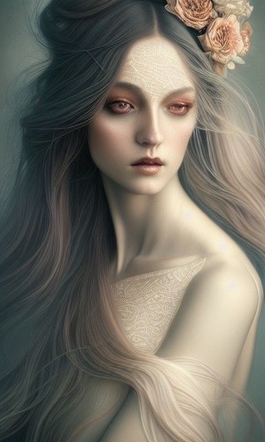 Androgynous Lilith in Rococo Lace: Digital Art