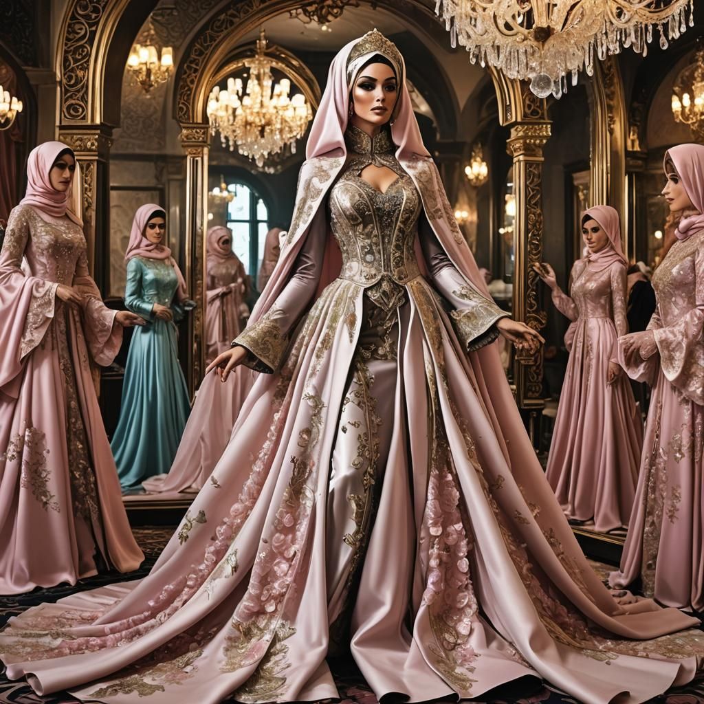 Elegant Women's Fashion and Accessories in Detailed Art