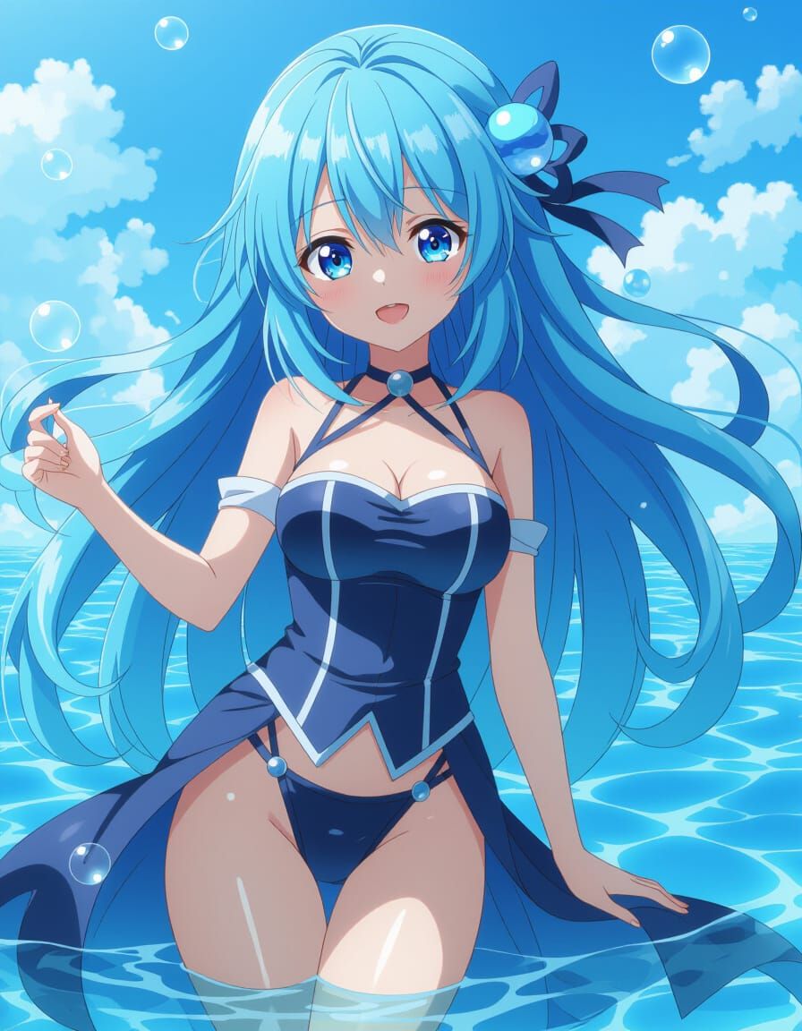Lady Aqua: Goddess of Water in Pixar Style