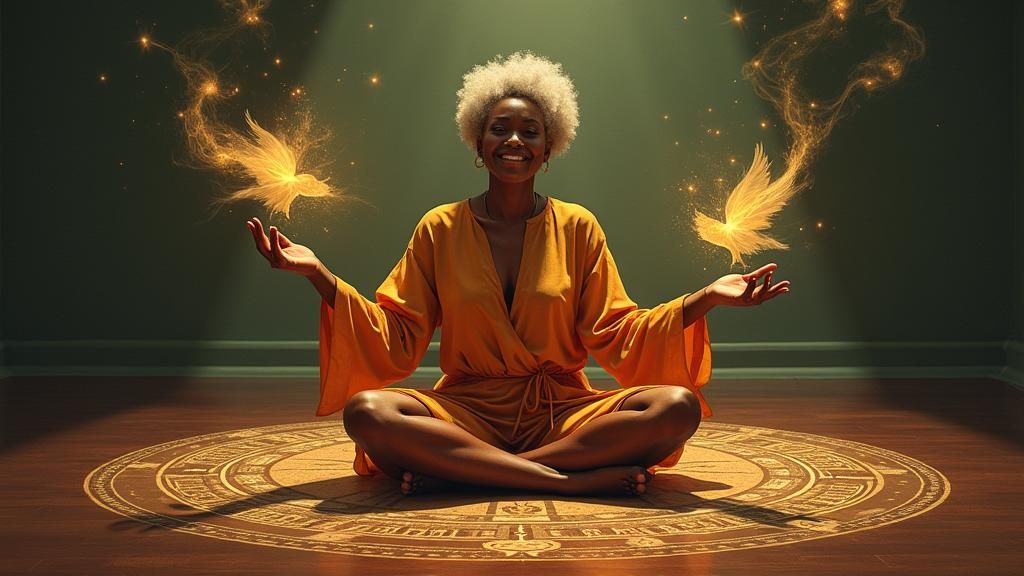 Nigerian Woman Floating with Elemental Magic