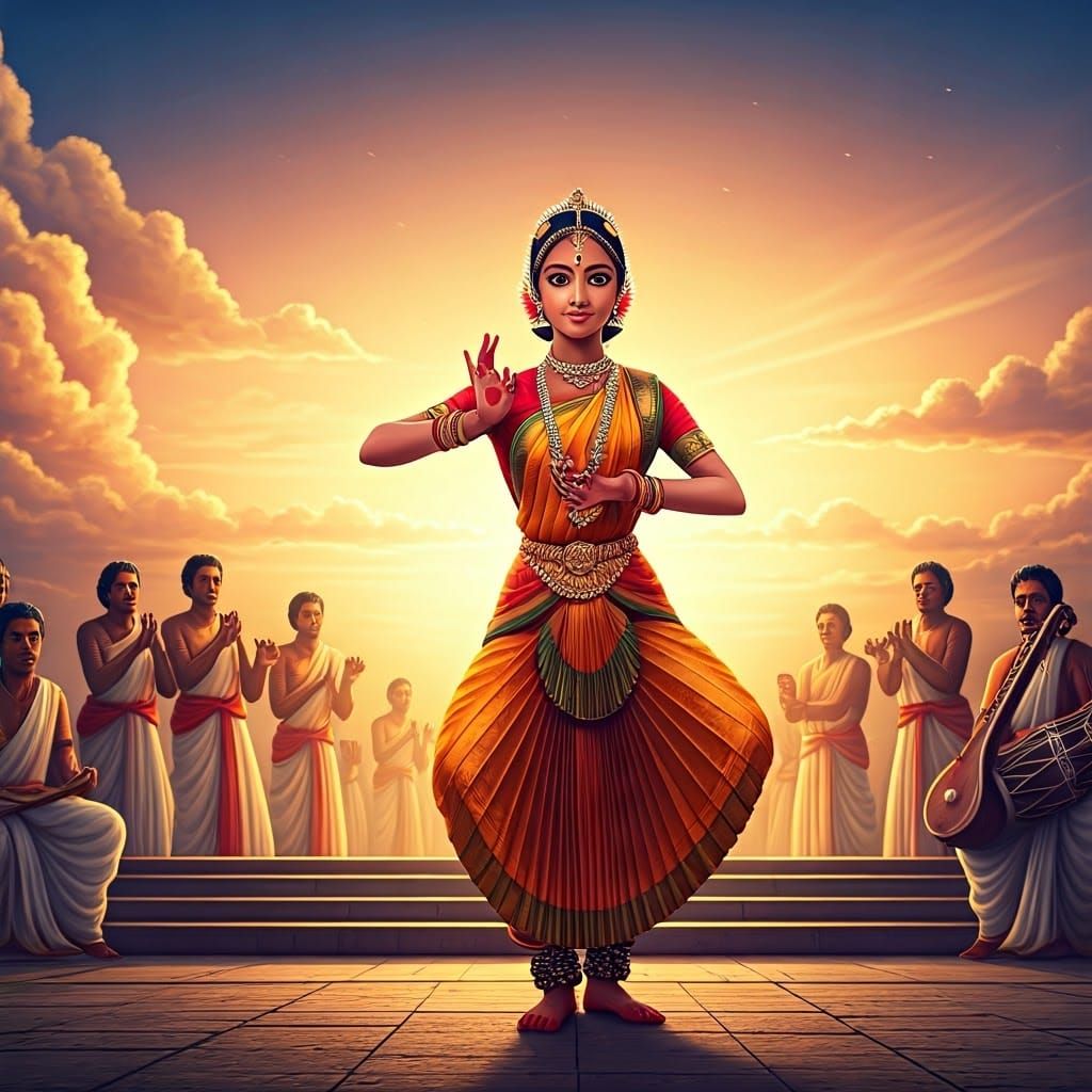 Indian Girl in Nataraja Pose, 3D Animated Style