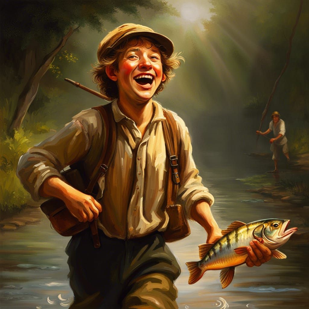 Tom Sawyer Laughing Happily